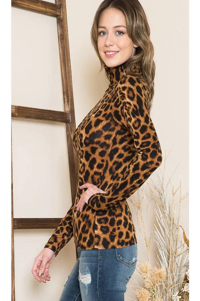 Turtle Neck Animal Print