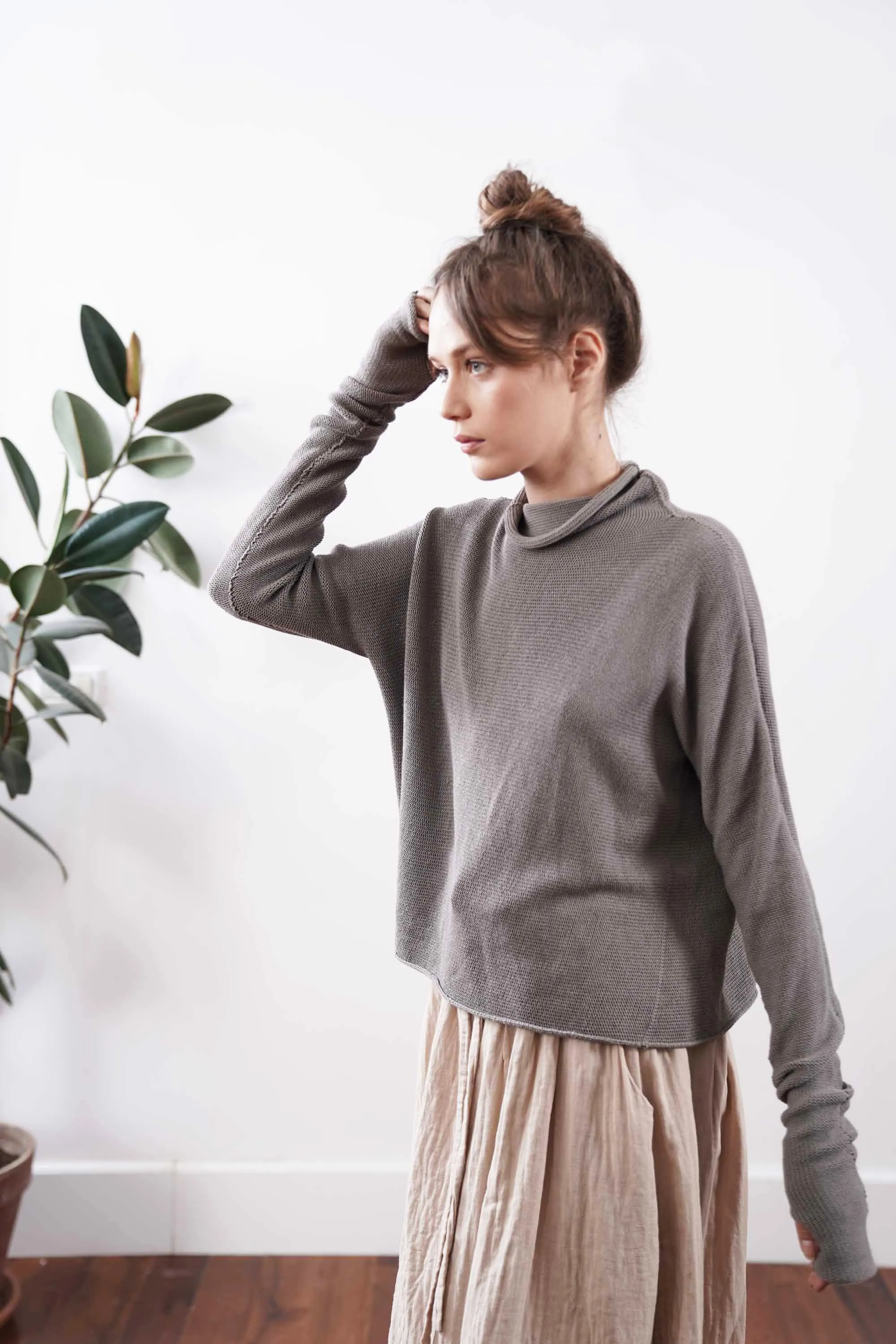 Turtleneck Baraka knitted Soy Sweater = Gray / Fog / Charcoal / Cognac / Purple / Green / Sand