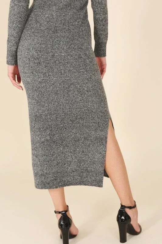 V neck sweater maxi dress