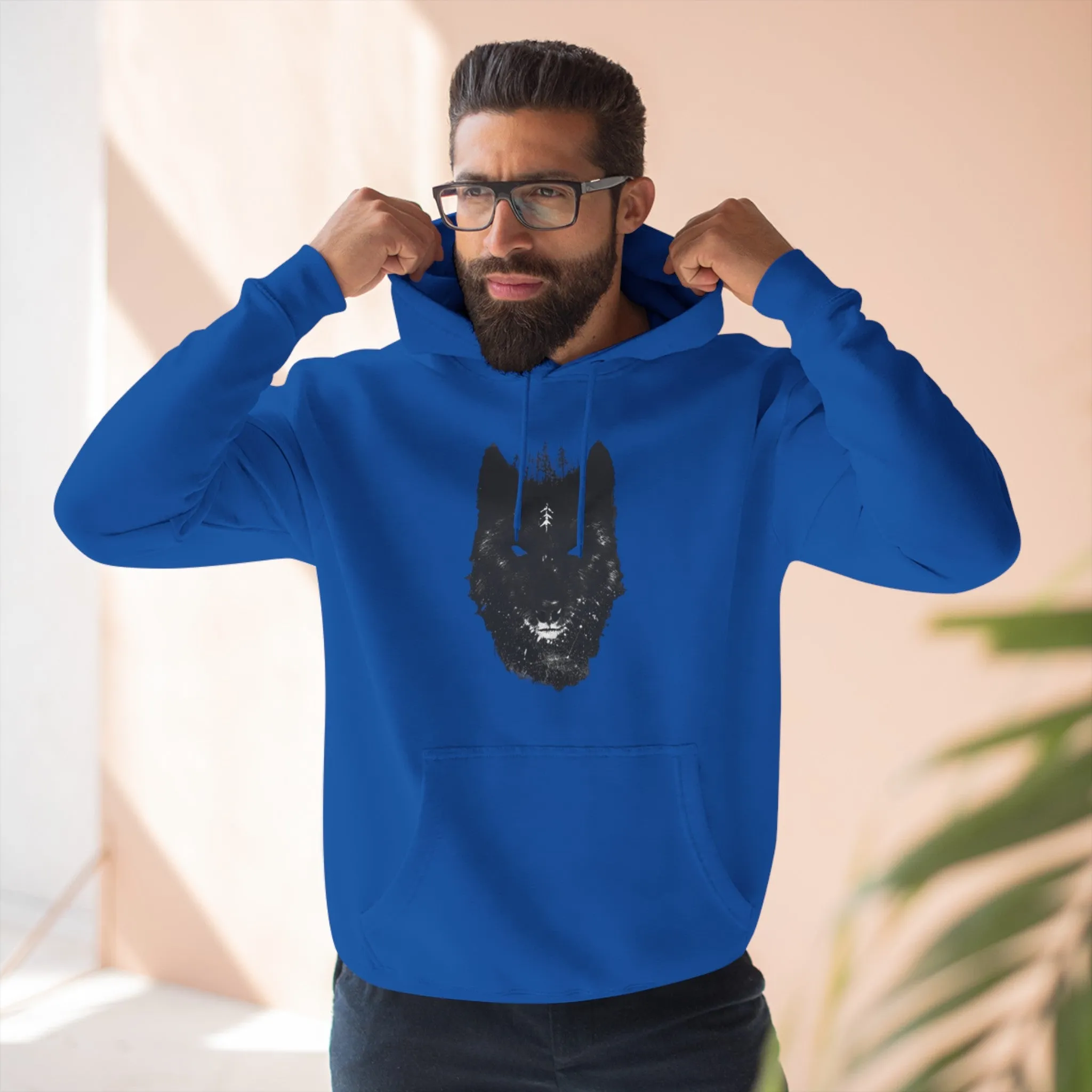 Viking Wolf Three-Panel Fleece Hoodie