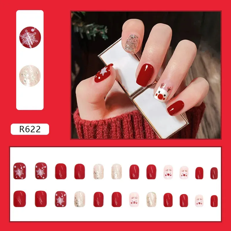 Wenkouban-24pcs Christmas False Nail Long Ballet Nail Extension Full Cover Manicure Gingerbread Man Wearable Press On Fake Nail Nail Decor