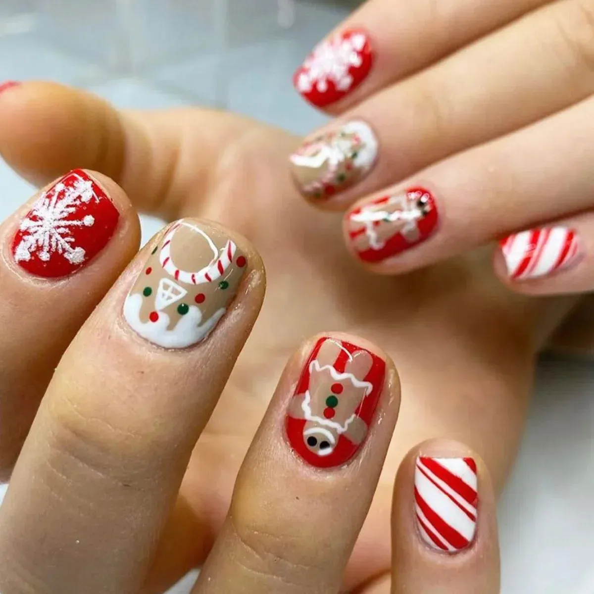 Wenkouban-24pcs Christmas False Nail Long Ballet Nail Extension Full Cover Manicure Gingerbread Man Wearable Press On Fake Nail Nail Decor