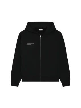 Wide Fit Zipped Hoodie—black