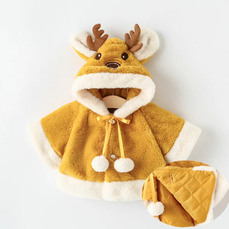 Winter Warm Baby Cute Reindeer Antler Hooded Cloak Outerwear