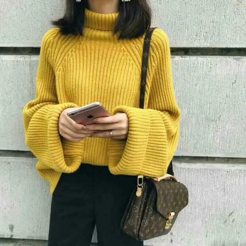 Women High Neck Loose Fall Sweaters