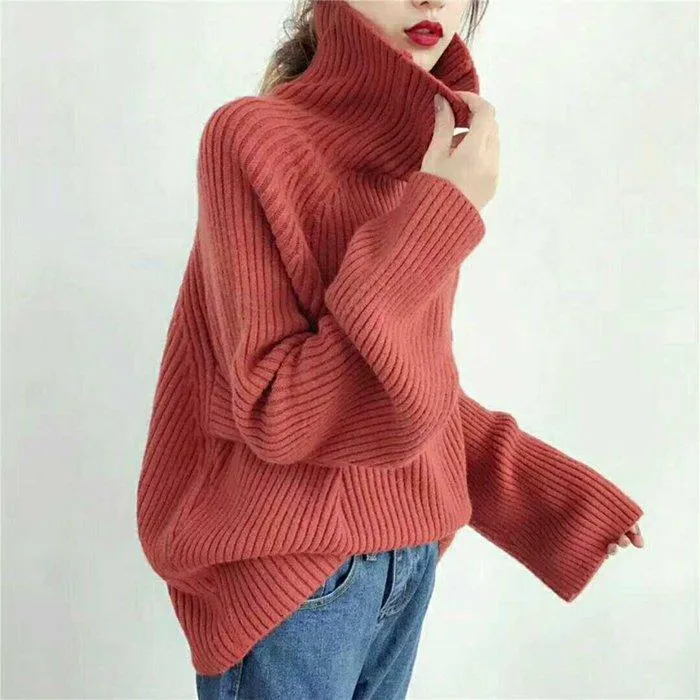 Women High Neck Loose Fall Sweaters