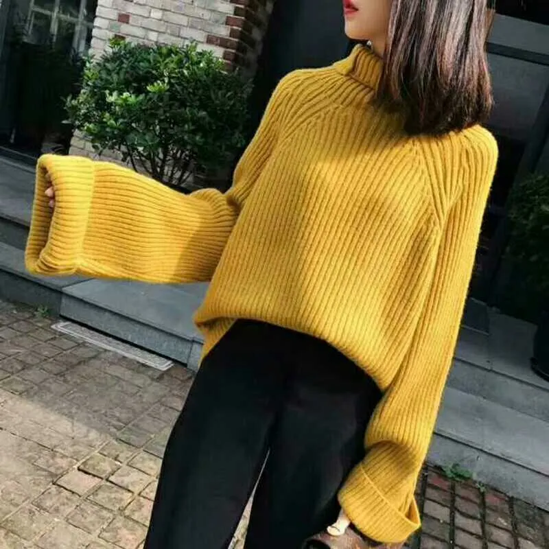 Women High Neck Loose Fall Sweaters