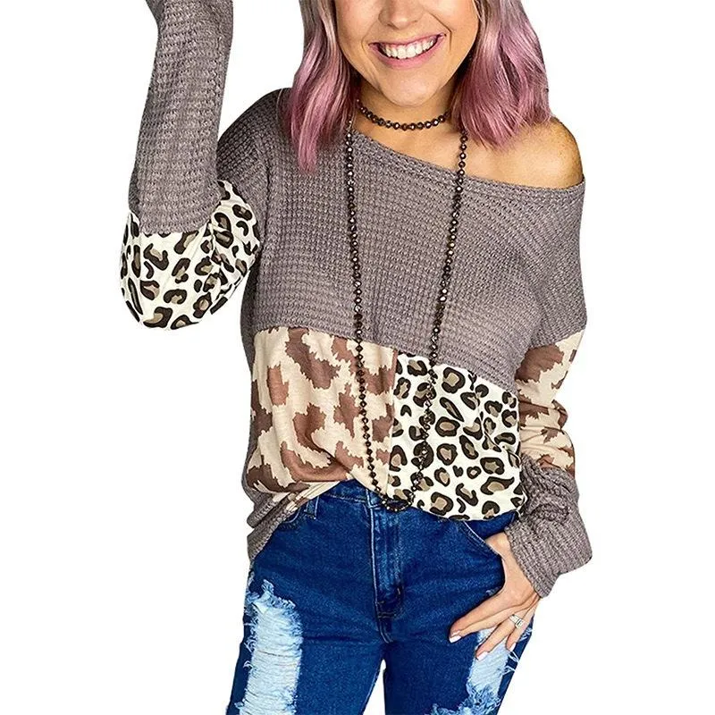 Women Leopard Print Long Sleeves Sweaters