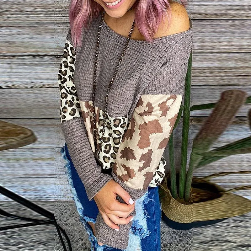 Women Leopard Print Long Sleeves Sweaters