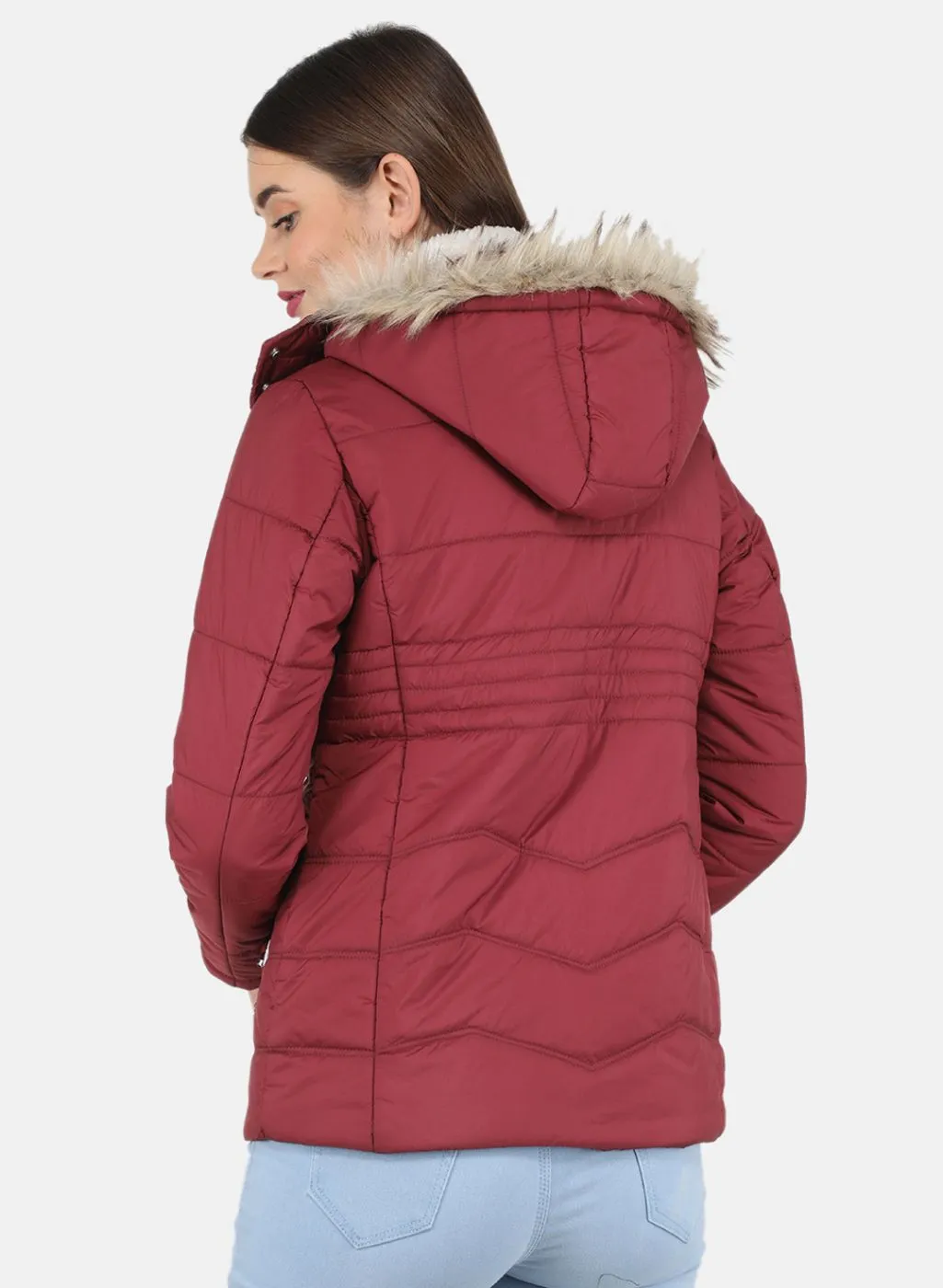 Women Maroon Parka Jacket