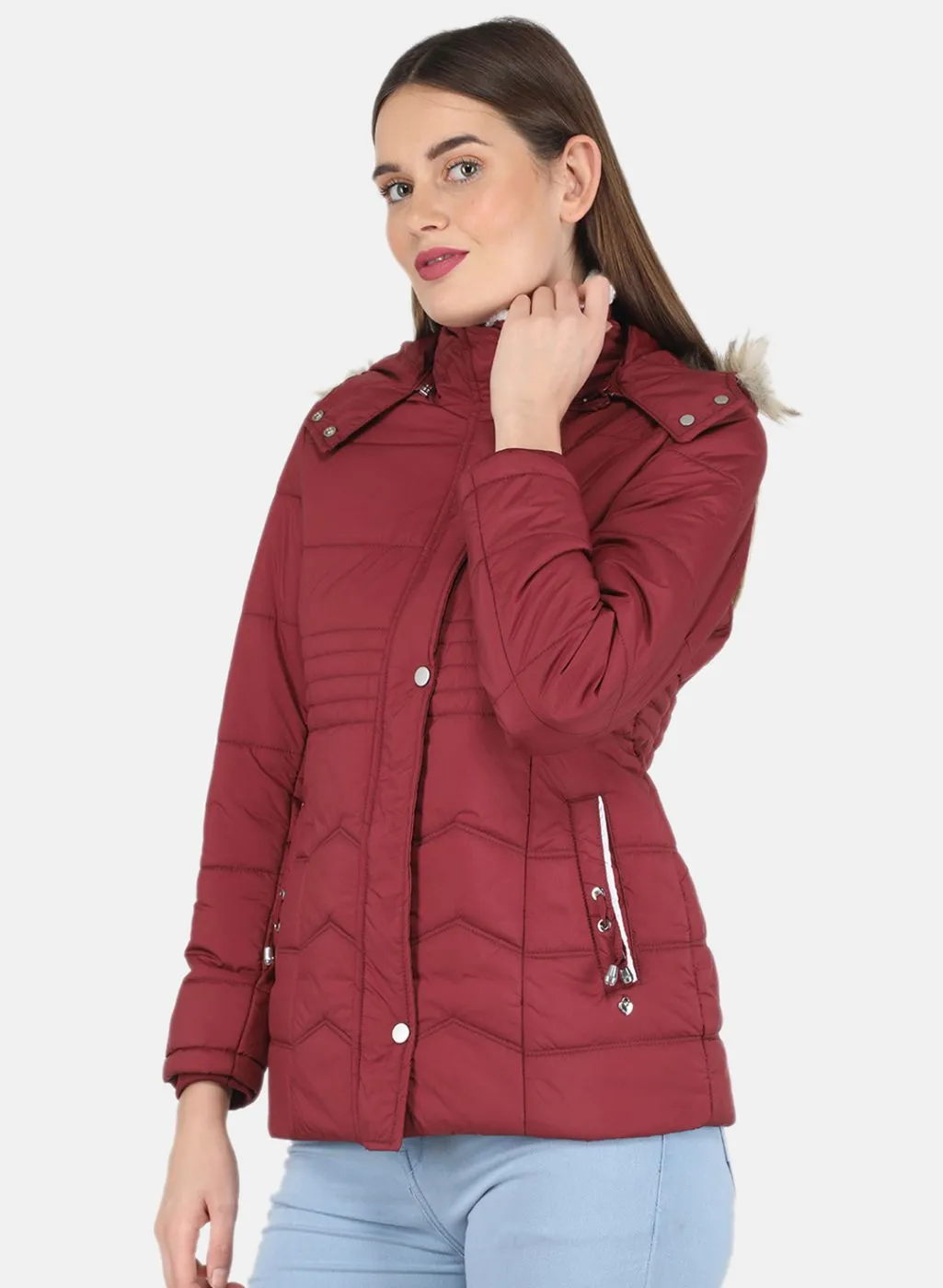 Women Maroon Parka Jacket