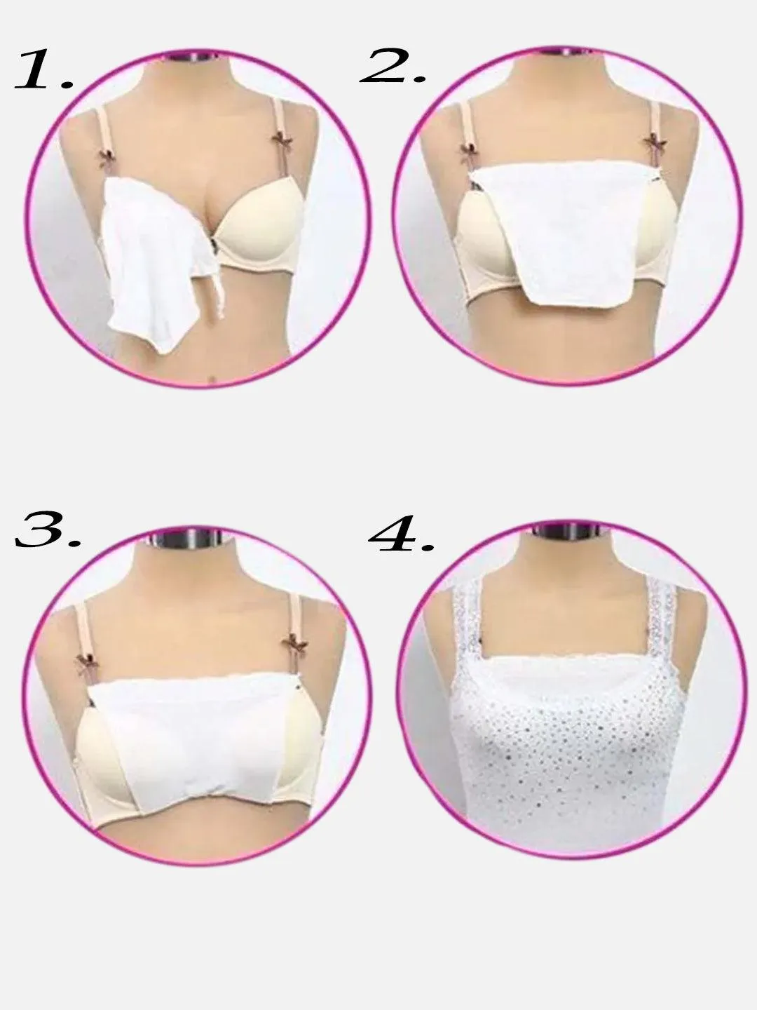 Women Pack of 6 Cotton Floral Lace Bra Cleavage Cover Camisole Clip-on Free-Size