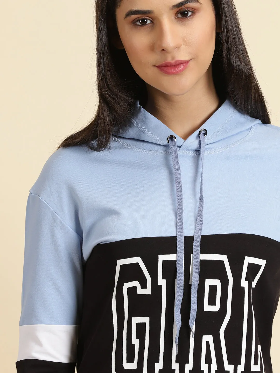 Women's Blue Colourblock Sweatshirt