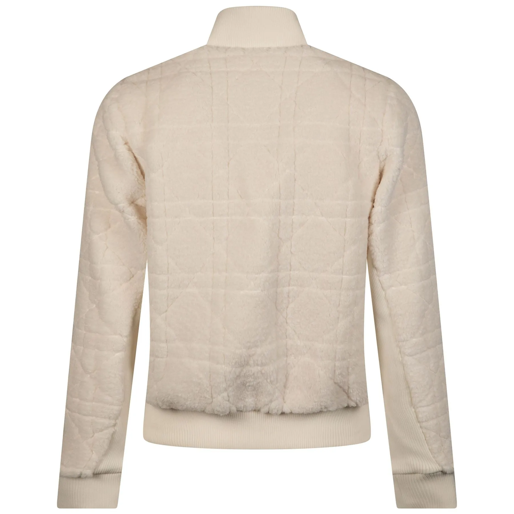 Womens Jacquard Fleece Bomber Jacket White - AW23