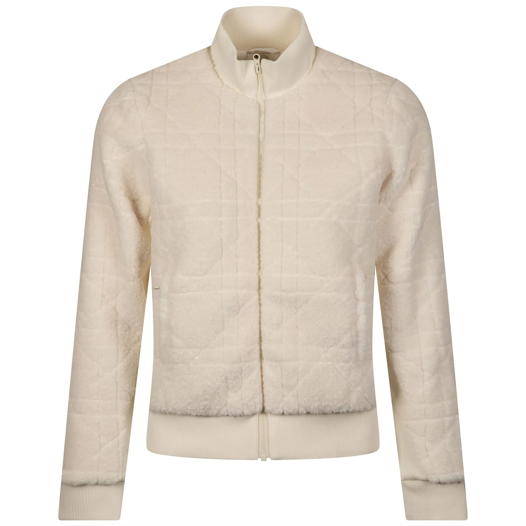 Womens Jacquard Fleece Bomber Jacket White - AW23