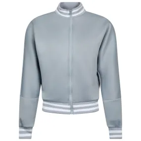 Womens Scuba Bomber Jacket with Chunky Rib Grey - SS23