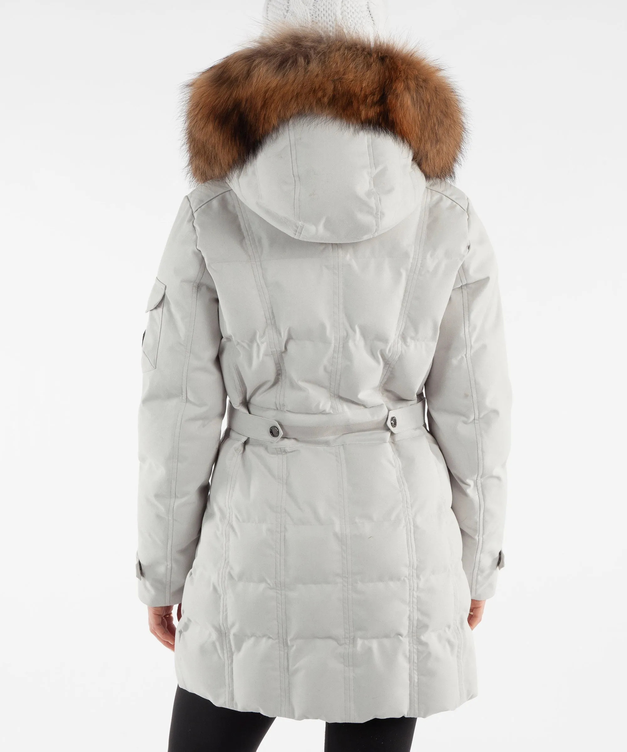 Women's Tanya Quilted 3/4 Coat With Removable Fur Ruff