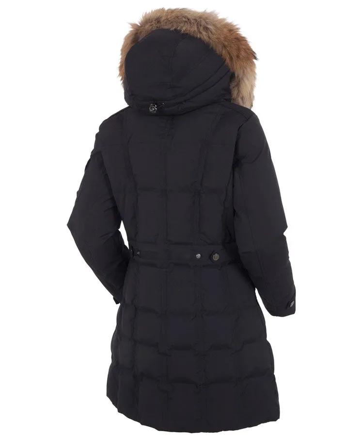 Women's Tanya Quilted 3/4 Coat With Removable Fur Ruff