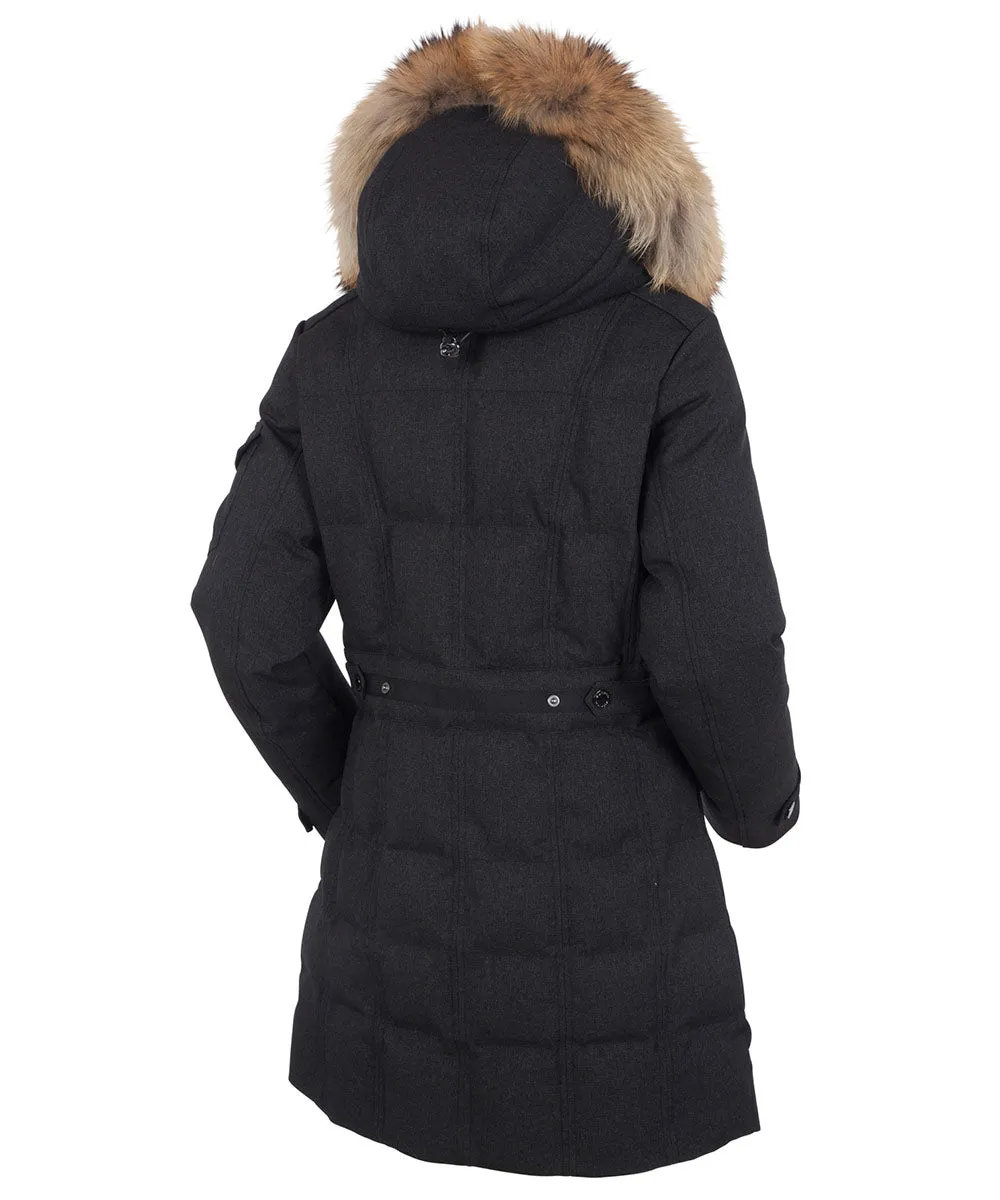 Women's Tanya Quilted 3/4 Coat With Removable Fur Ruff