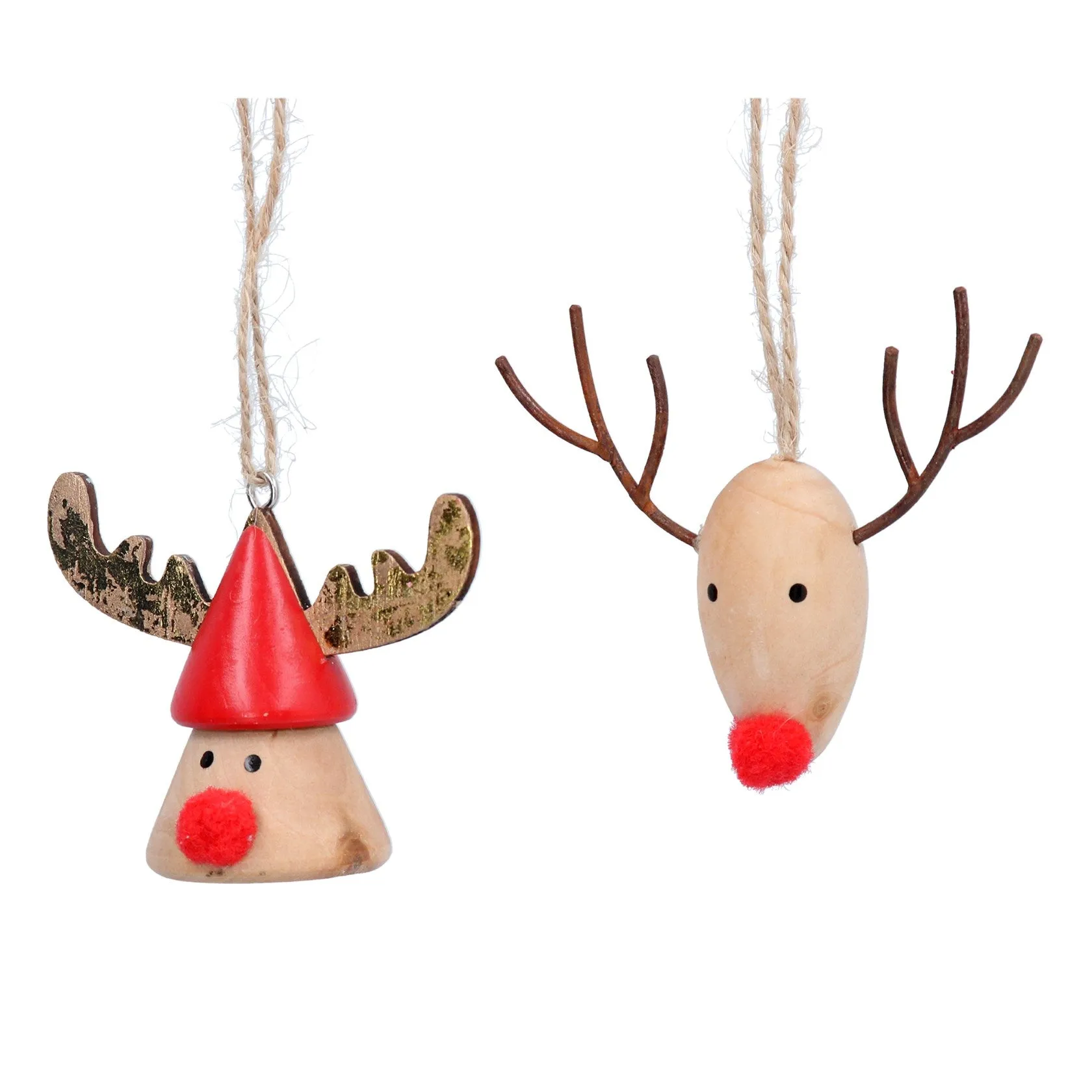 Wooden Reindeer head Tree Decoration