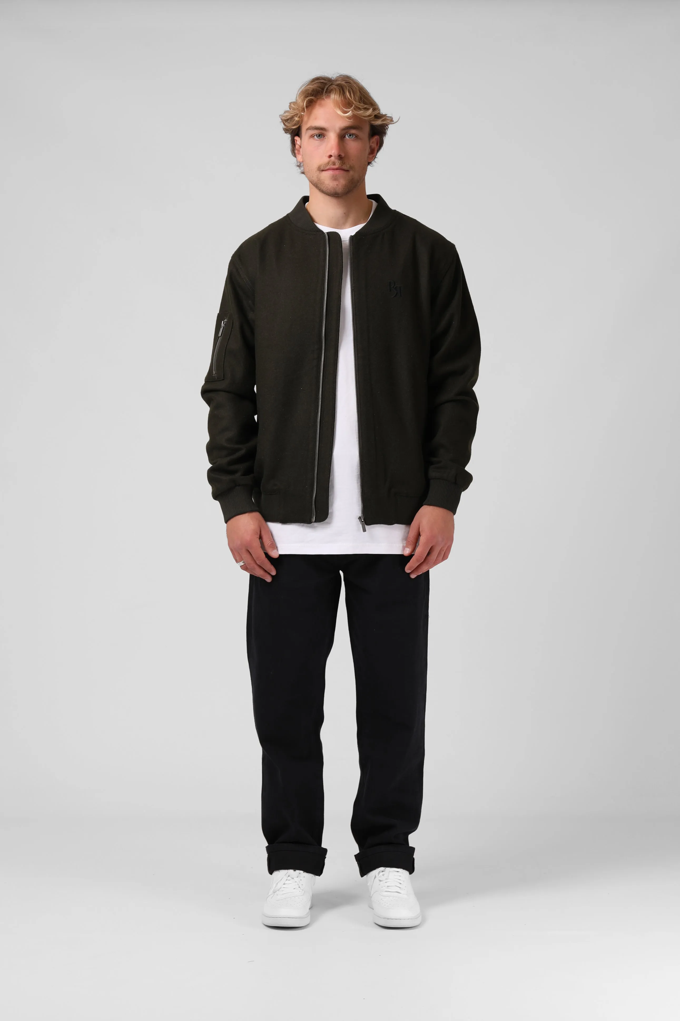 Wool Bomber - Dark Olive