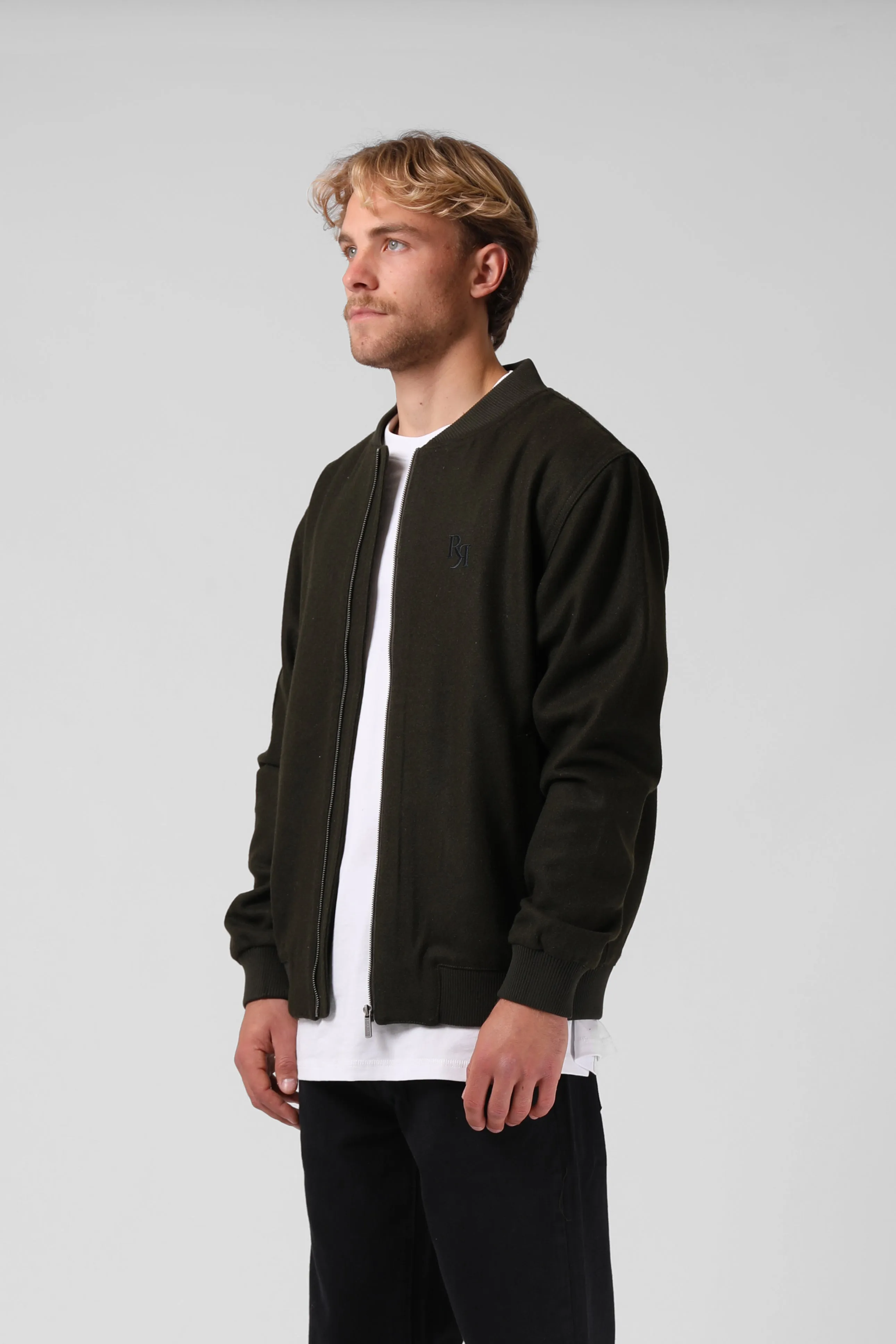 Wool Bomber - Dark Olive