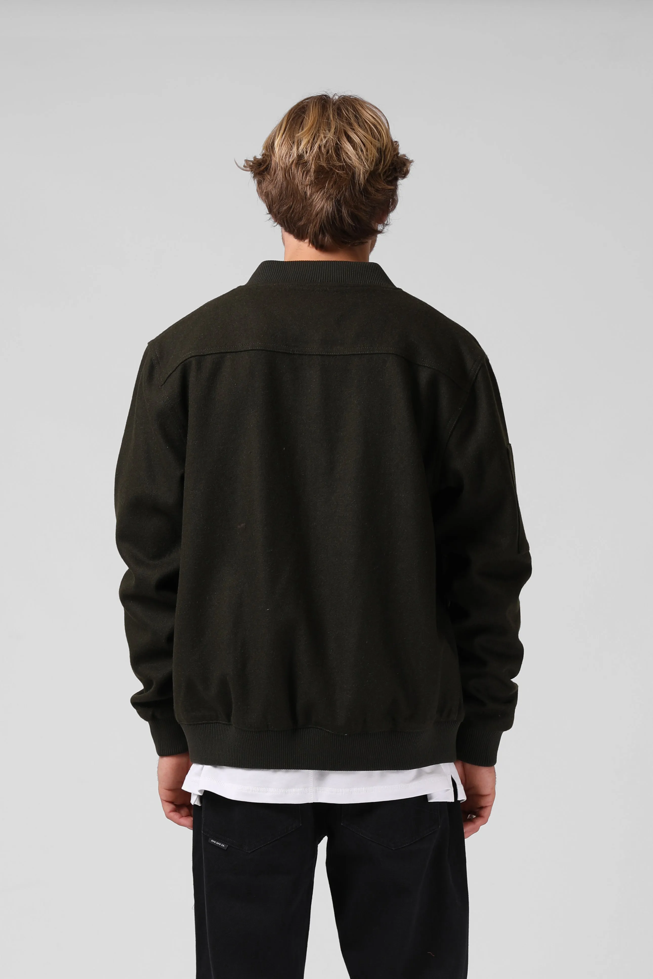 Wool Bomber - Dark Olive