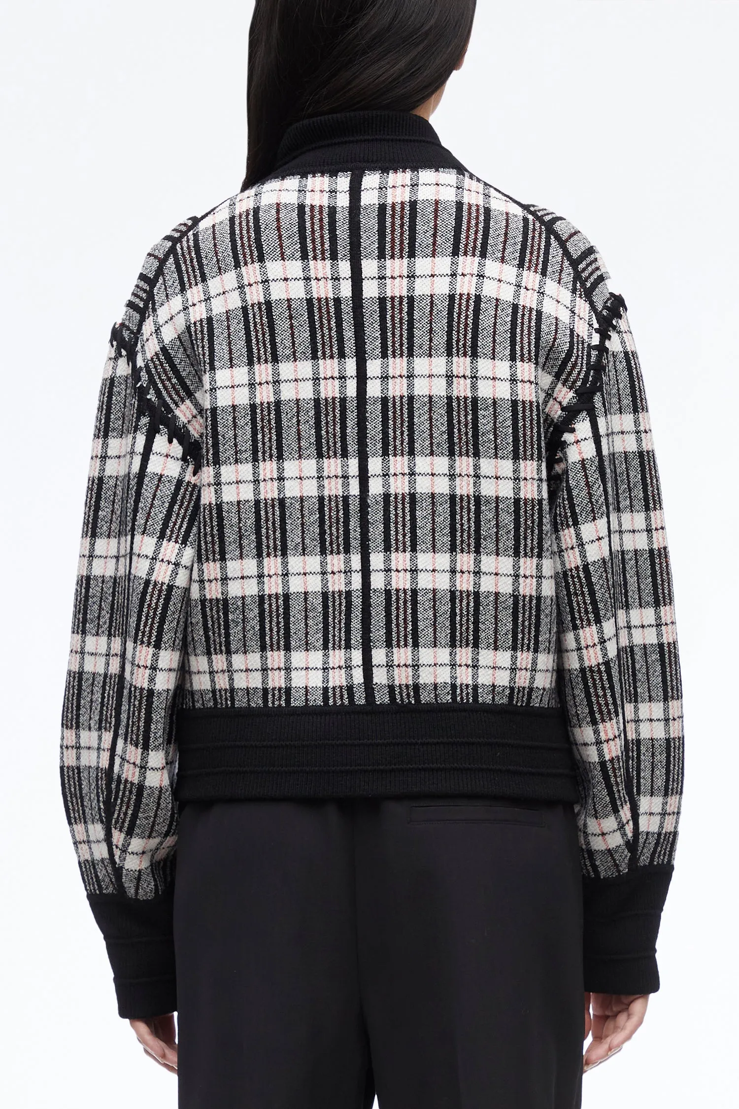 Wool Plaid Jacquard Bomber Jacket