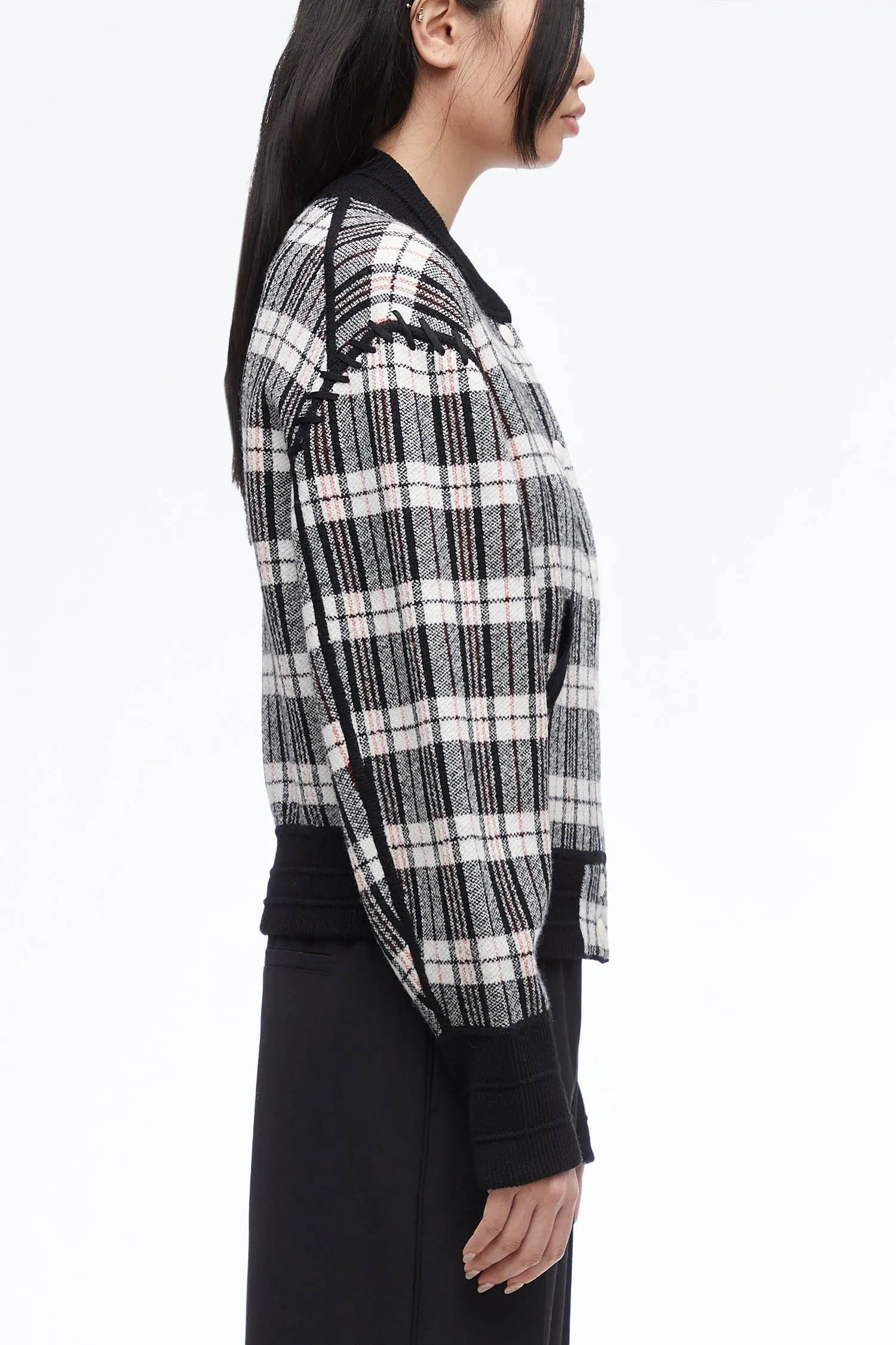 Wool Plaid Jacquard Bomber Jacket