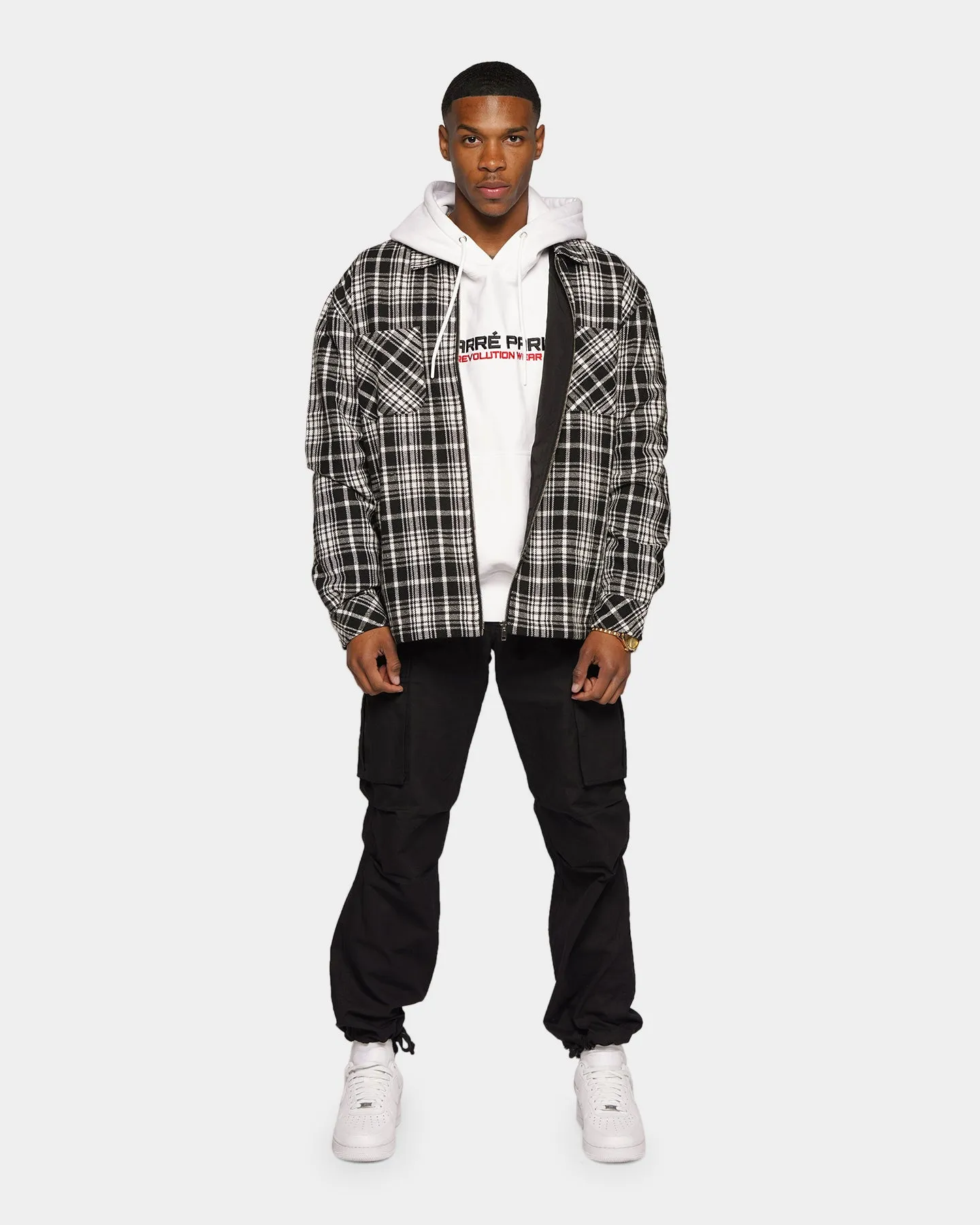 XXIII Trace Plaid Bomber Jacket Black/White