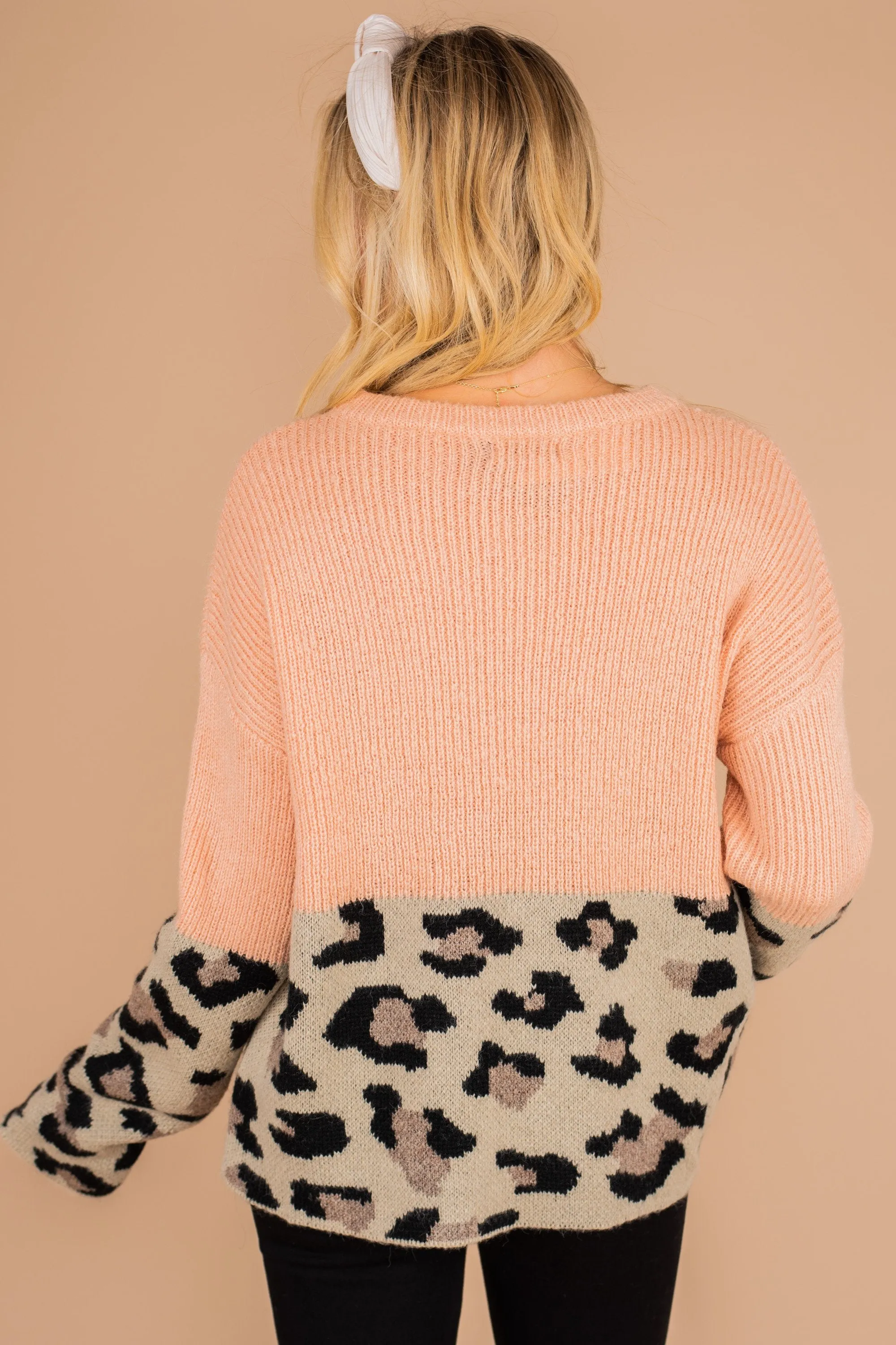 You've Got The Look Salmon Pink Leopard Sweater