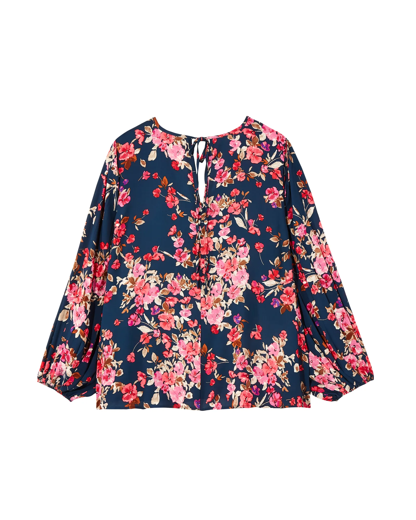 Zarah Woven Blouse | Navy / Pink