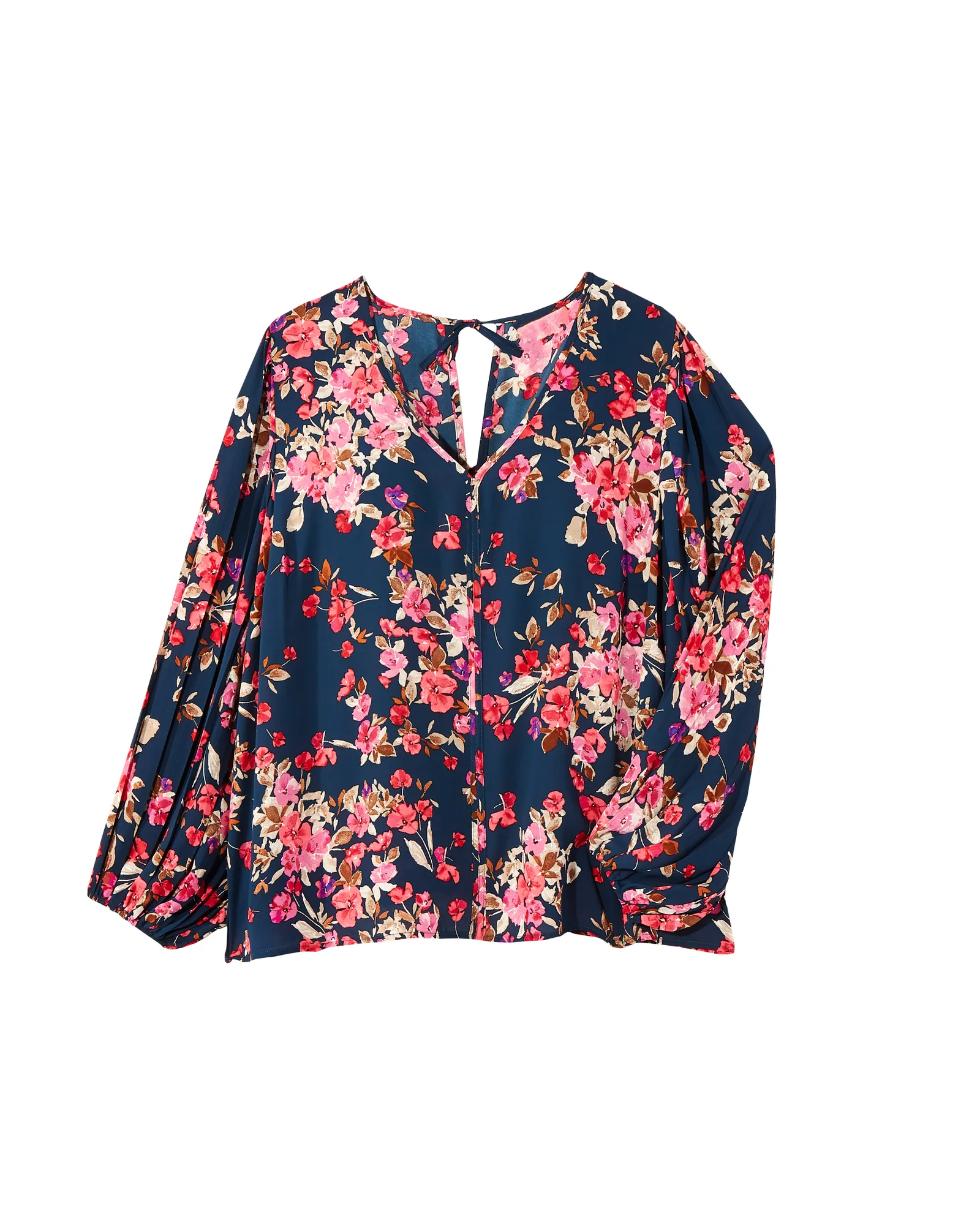 Zarah Woven Blouse | Navy / Pink