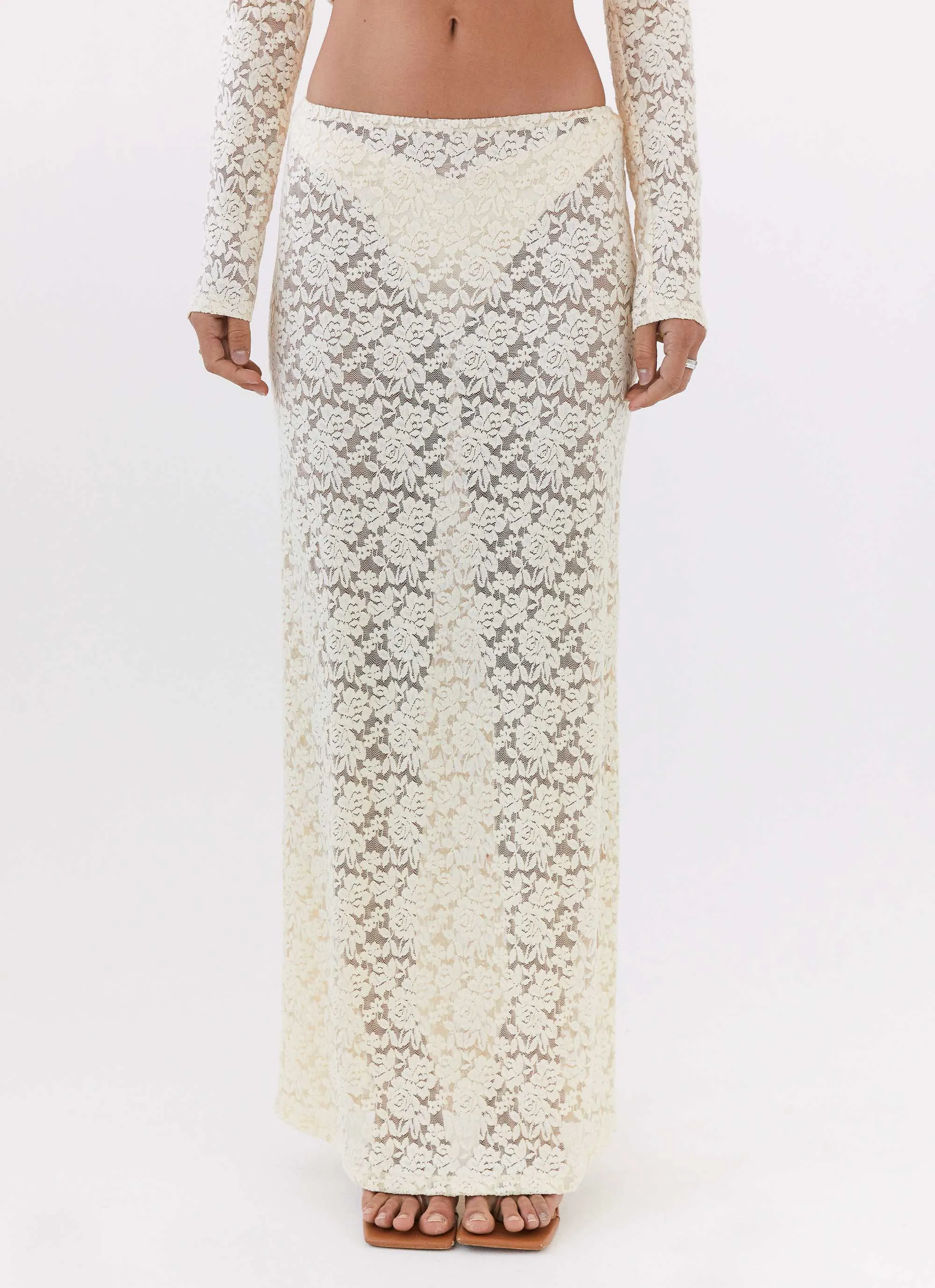 Zephyra Lace Maxi Skirt - Natural