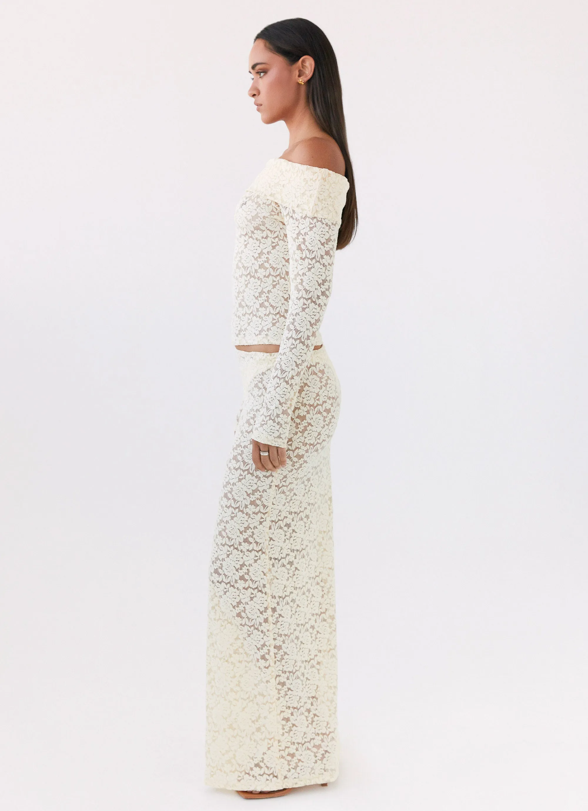 Zephyra Lace Maxi Skirt - Natural